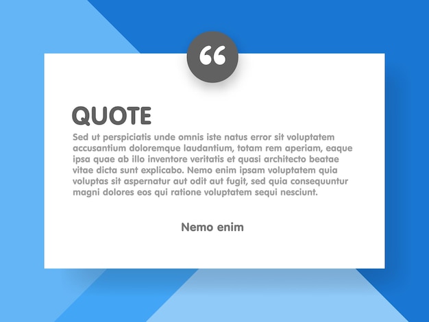 Fondo de estilo de diseño de materiales y rectángulo de cotización con plantilla de ilustración de vector de información de texto de muestra.
