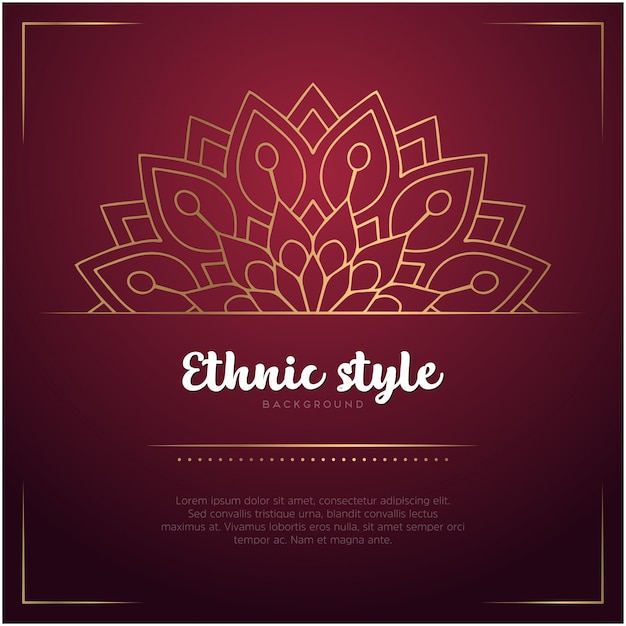 Fondo de estilo étnico con plantilla de mandala y texto