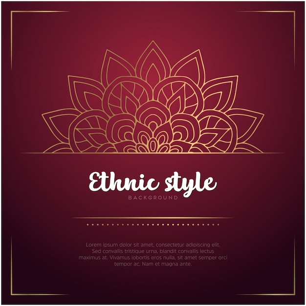 Fondo de estilo étnico con plantilla de mandala y texto