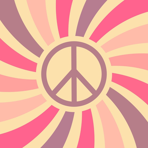 Fondo en estilo hippie con ondas y signo de paz