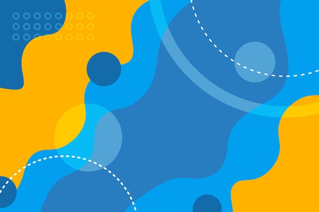 Fondo de estilo memphis de formas fluidas de forma simple abstracta Línea de vector libre forma amarilla azul