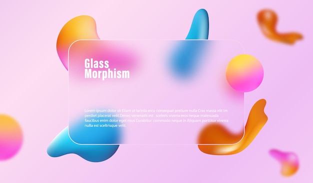 Fondo en estilo de morfismo de vidrio Banderas translúcidas vidrio esmerilado y formas abstractas líquidas de color