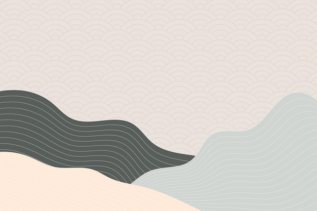 Fondo de estilo de onda abstracto con patrón japonés geométrico y líneas de rayas onduladas