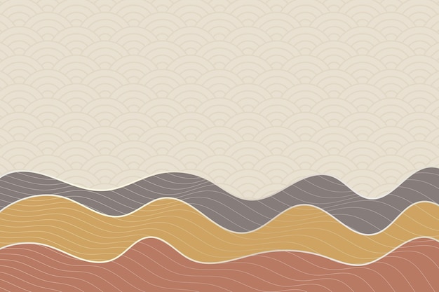 Fondo de estilo de onda abstracto con patrón japonés geométrico y líneas de rayas onduladas