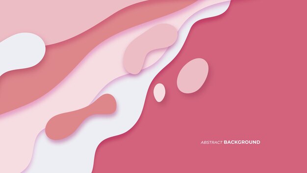 Fondo de estilo de papel abstracto en 3D de color rosa pastel Diseño de estilo de corte de papel Capas de gradiente, ondas, forma de fondo