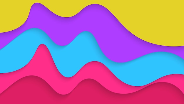 Fondo de estilo Papercut de forma de ondas coloridas abstractas modernas