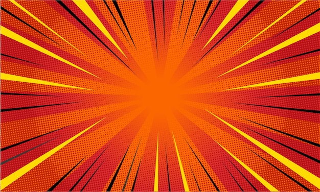 Fondo de estilo de superhéroe cómico con efecto de medio tono y explosión solar