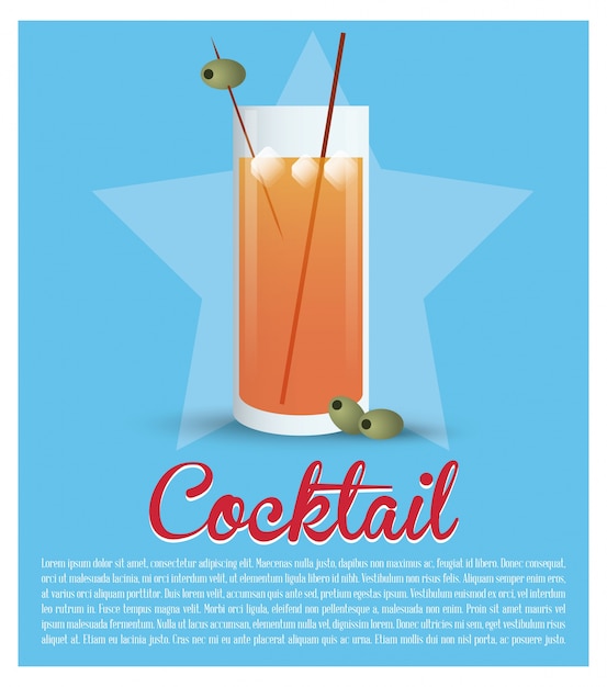 Fondo de estrella de olivo de hielo de vidrio de cóctel