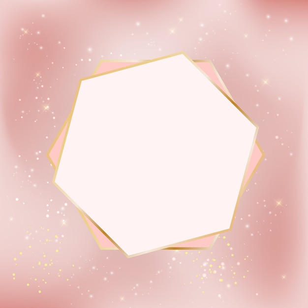 Vector fondo estrella rosa brillante con marco dorado.