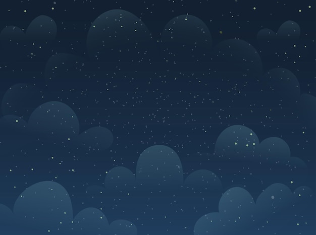 Fondo de estrellas y cielo con nubes diseño de papel tapiz para niños con tarjeta cosmos azul oscuro