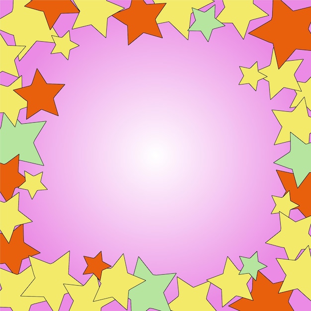 Vector fondo de estrellas con colores amarillo, rosa, rojo y verde.