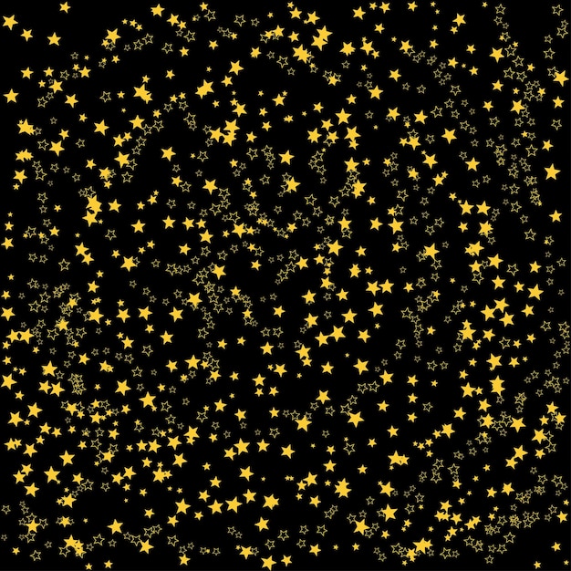Fondo con estrellas doradas en negro Superposición de patrón de Navidad o año nuevo