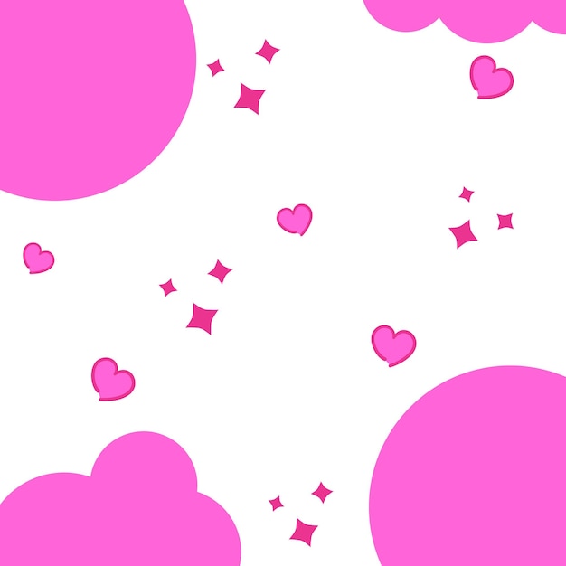 Fondo con estrellas y vector de corazones