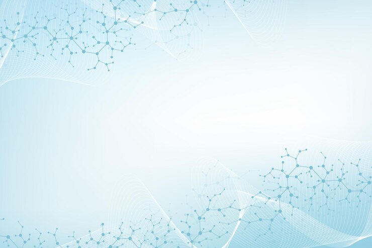 Fondo de estructura molecular. Fondo de pantalla de plantilla de ciencia o banner con moléculas de ADN. Resumen antecedentes de la molécula científica. Flujo de olas, patrón de innovación. Ilustración vectorial.