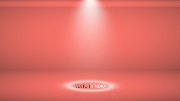 Fondo de estudio. vector vacío living coral studio para su diseño, foco. gráficos vectoriales