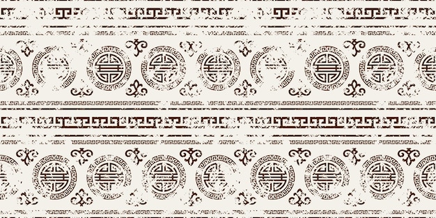 Fondo étnico grunge Ornamento nacional mongol patrón sin costuras