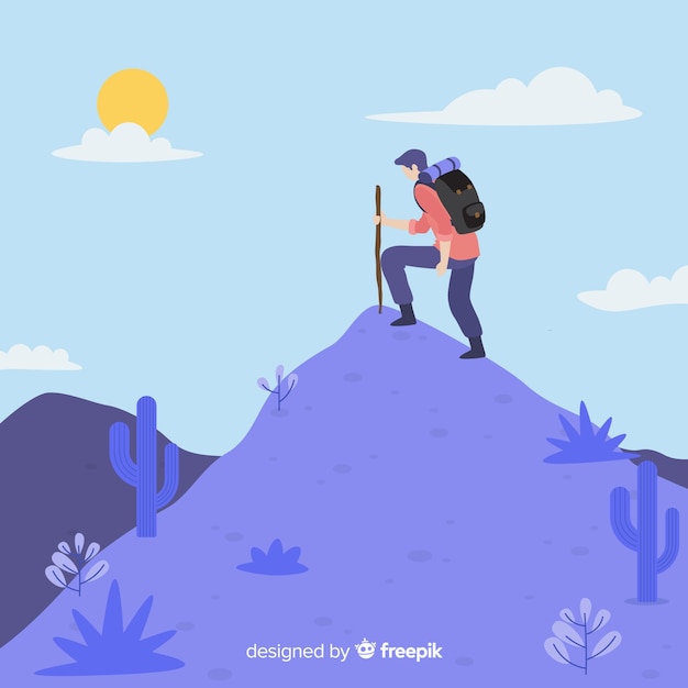 Vector fondo explorador con mochila dibujado a mano