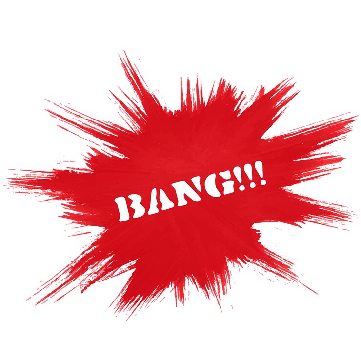 Vector fondo de explosión de grunge con la palabra bang fácilmente eliminada estrella de explosión artística pintada con pinceladas rojas textura de angustia diseño vectorial burbuja de discurso unny plantilla de insignia de etiqueta de cartel de banner