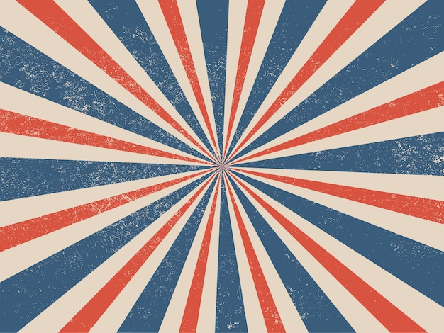 Fondo de explosión retro patriótico azul y rojo