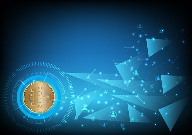 Vector fondo de extracto de moneda digital bitcoin para tecnología