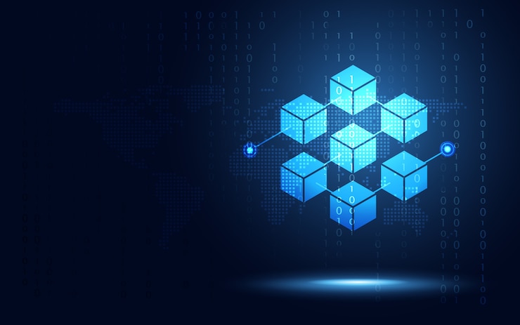 Vector fondo del extracto del servidor de la cadena de bloque de cryptocurrency