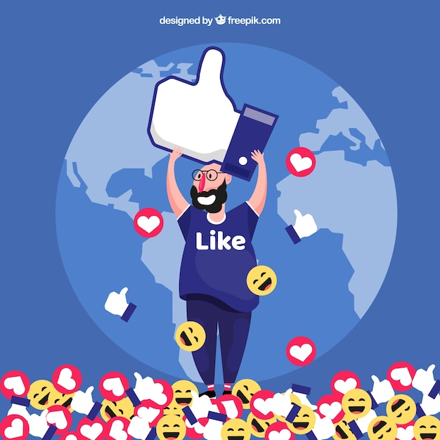 Vector fondo de facebook con icono de me gusta