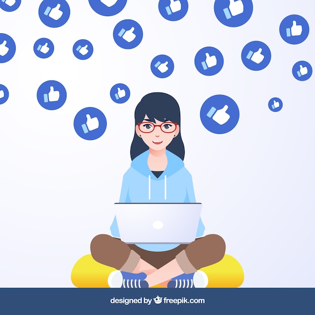 Vector fondo de facebook con iconos de me gusta