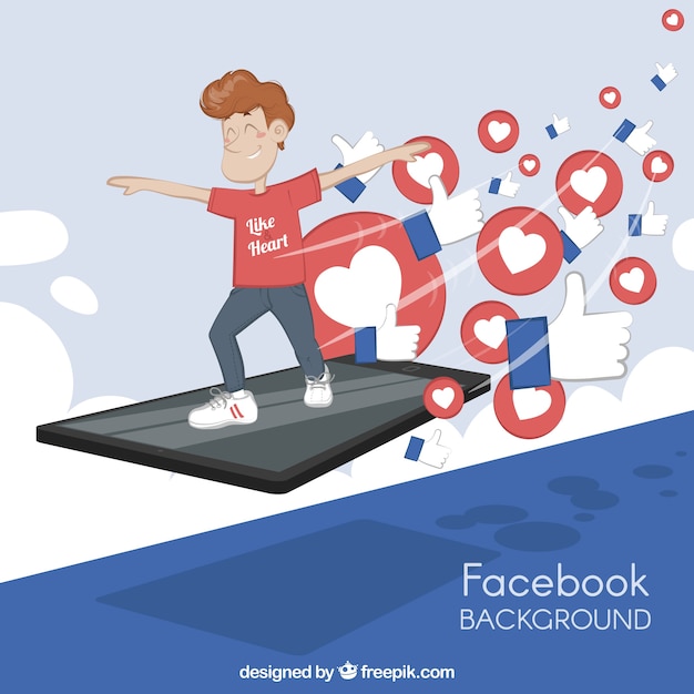 Vector fondo de facebook con likes y corazones