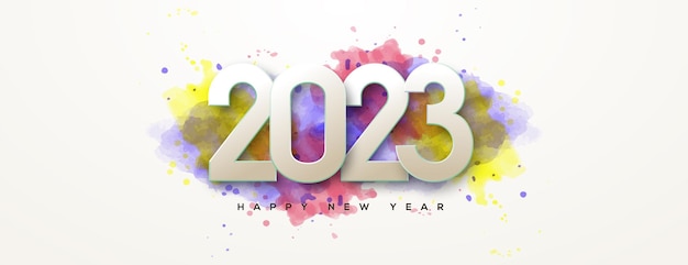 Fondo de feliz año nuevo 2023 con color de agua colorido