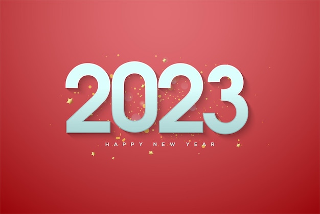 Fondo de feliz año nuevo 2023 con fondo rojo