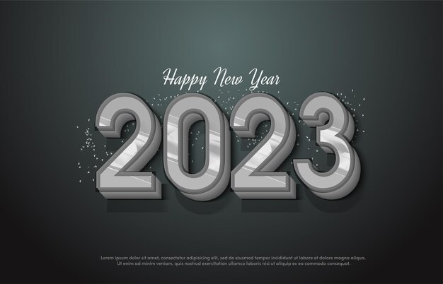 Fondo de feliz año nuevo 2023 con ilustración número 3D.