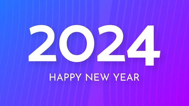 Fondo de Feliz Año Nuevo 2024 Moderno patrón de banner de saludo con números de Año Nuevo blanco 2024 en fondo azul abstracto con líneas Ilustración vectorial