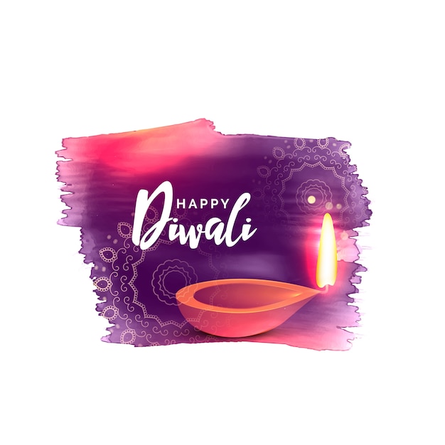 Fondo feliz artístico del festival de diwali con efecto de la acuarela