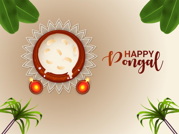 Fondo feliz celebración pongal con ilustración vectorial y fondo