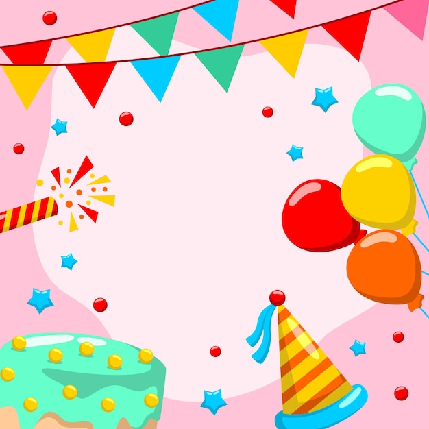 Fondo feliz cumpleaños en estilo plano