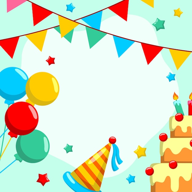 Fondo feliz cumpleaños en estilo plano