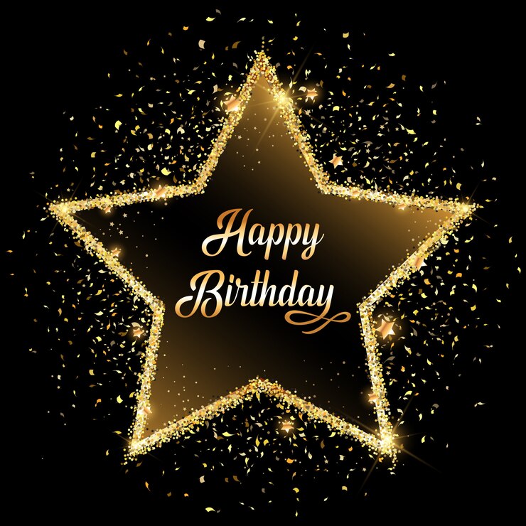 Vector fondo feliz cumpleaños con estrella de oro brillante