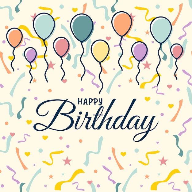 Fondo de feliz cumpleaños con globos para tarjetas de felicitación y póster