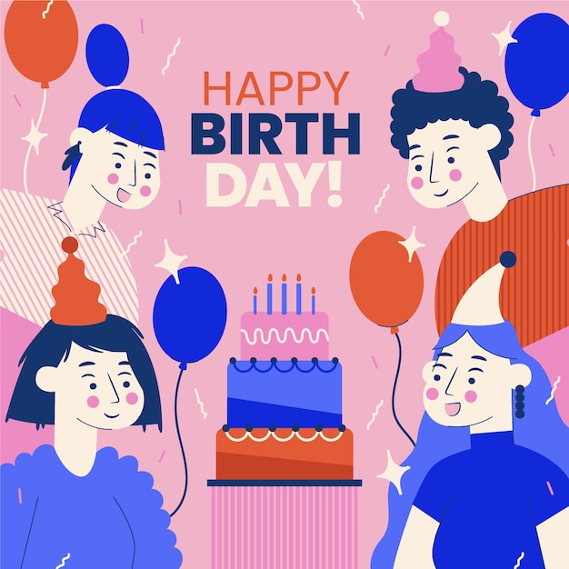 Fondo de feliz cumpleaños con tarta