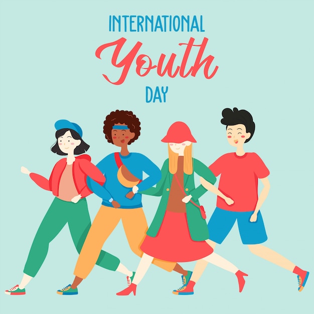 Vector fondo feliz día internacional de la juventud