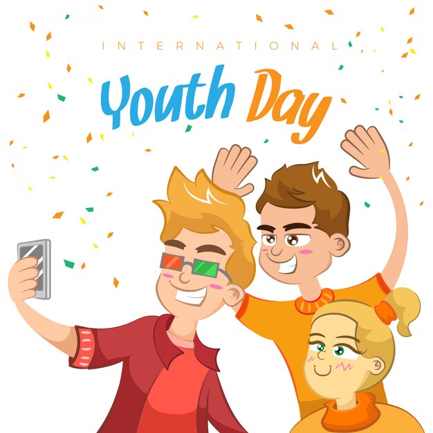 Fondo feliz día de la juventud con gente divirtiéndose