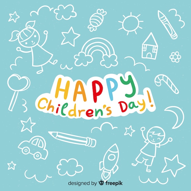 Fondo de feliz día del niño con letras