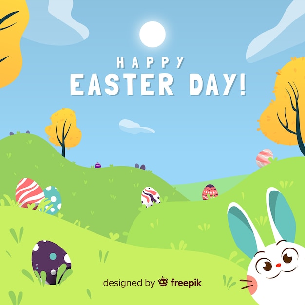 Fondo de feliz día de pascua dibujado a mano