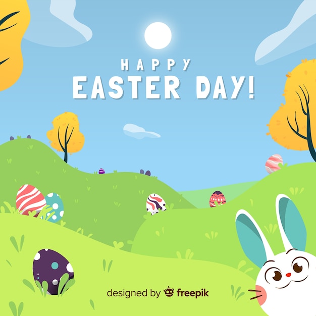 Fondo feliz día de pascua dibujado a mano