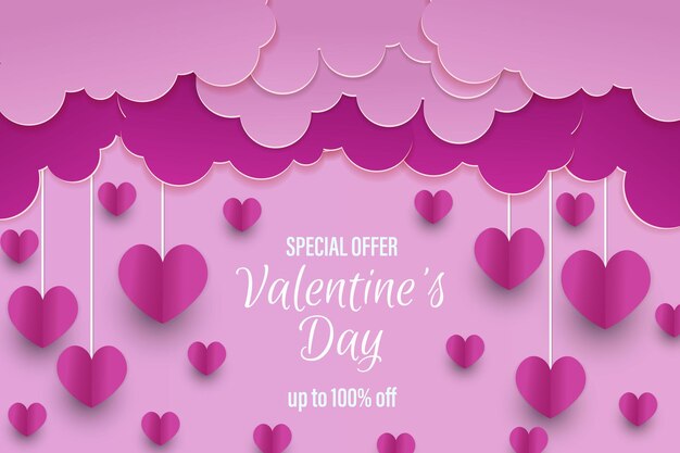 Fondo de feliz día de san valentín con estilo de corte de papel