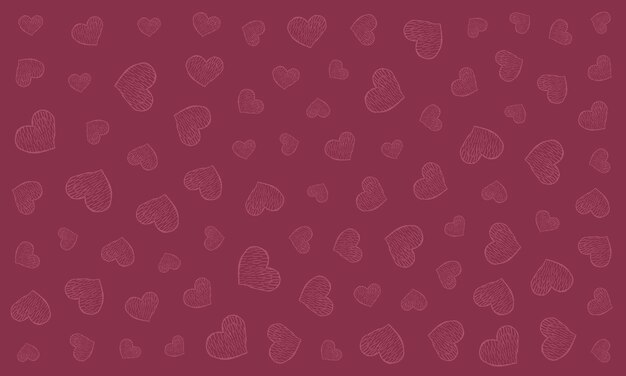 Fondo feliz día de San Valentín. Fondo con corazones de garabatos para el día de San Valentín. ilustración vectorial