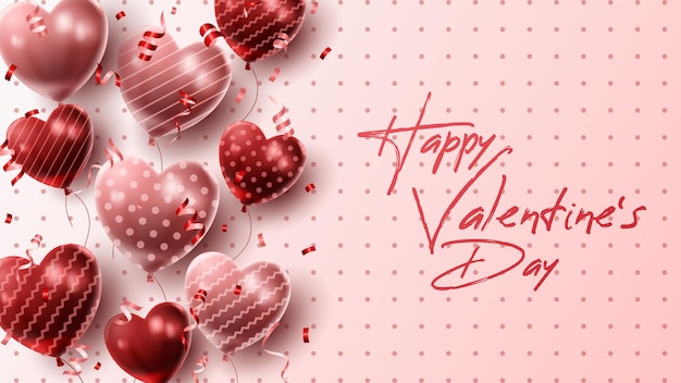Fondo feliz día de San Valentín con globo corazón