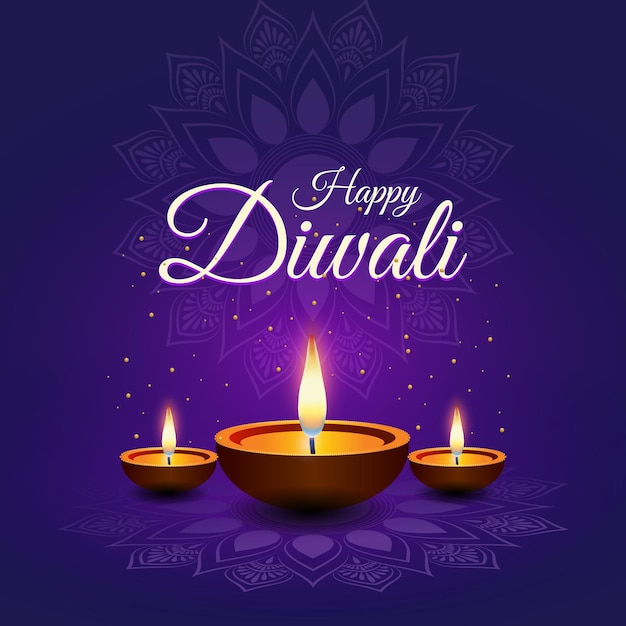 Fondo feliz diwali con fondo de luces decorativas