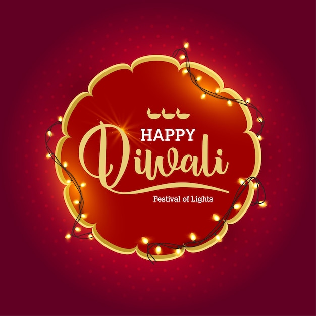 Fondo feliz diwali con lámparas iluminadas sobre chispas decorativas y fondo bokeh.