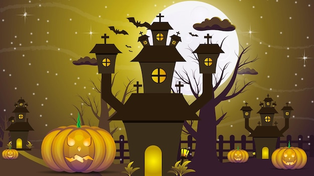 Vector fondo feliz halloween en diseño plano